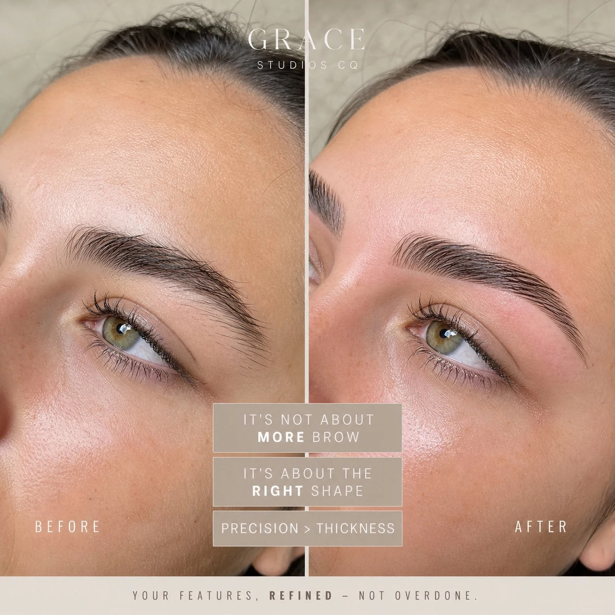 Grace Studios brow sculpt and colour before-and-after result